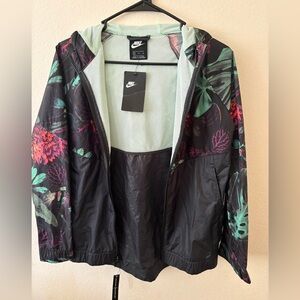 Nike Black Flora Hooded Windbreaker